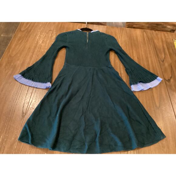 1901 green blue Long Sleeve Fit & Flare preppy Sweater mini Dress size small - Picture 7 of 11